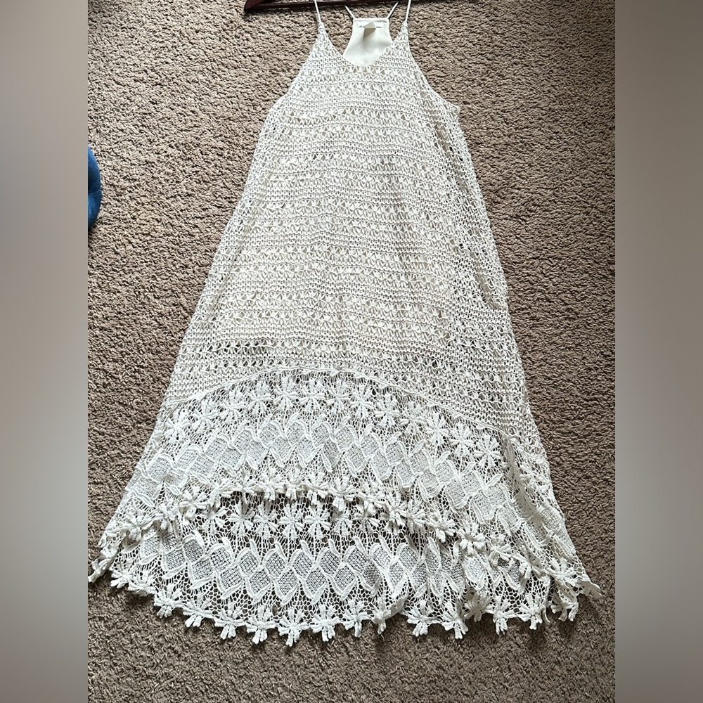 H&M unique crochet or macrame maxi summer dress size 6